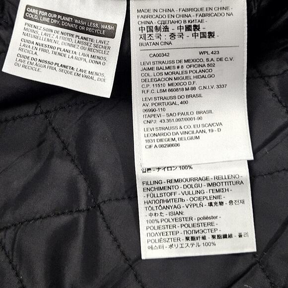 Levis Denim Jacket Thermore Large Black Trucker Snaps Insulated Lined Jean - Picture 5 of 9